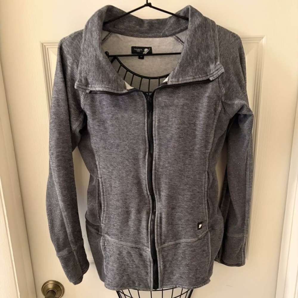 Fundamental Coast Women's Gray Full Zip Mock Neck Jacket Medium M